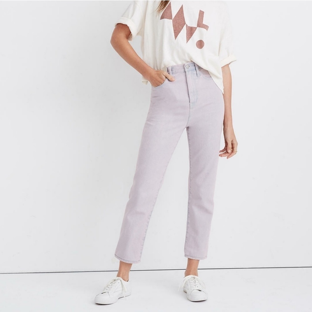 Madewell Mom jean overdyed edition pink/blue size 27, like new!